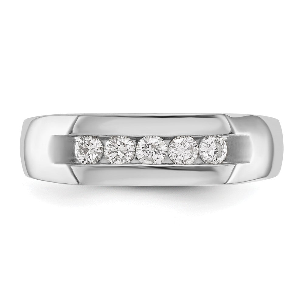 True Origin 14K White Gold Men's 1/3 carat Lab Grown Diamond VS+ F+ Complete Channel Five Stone Band