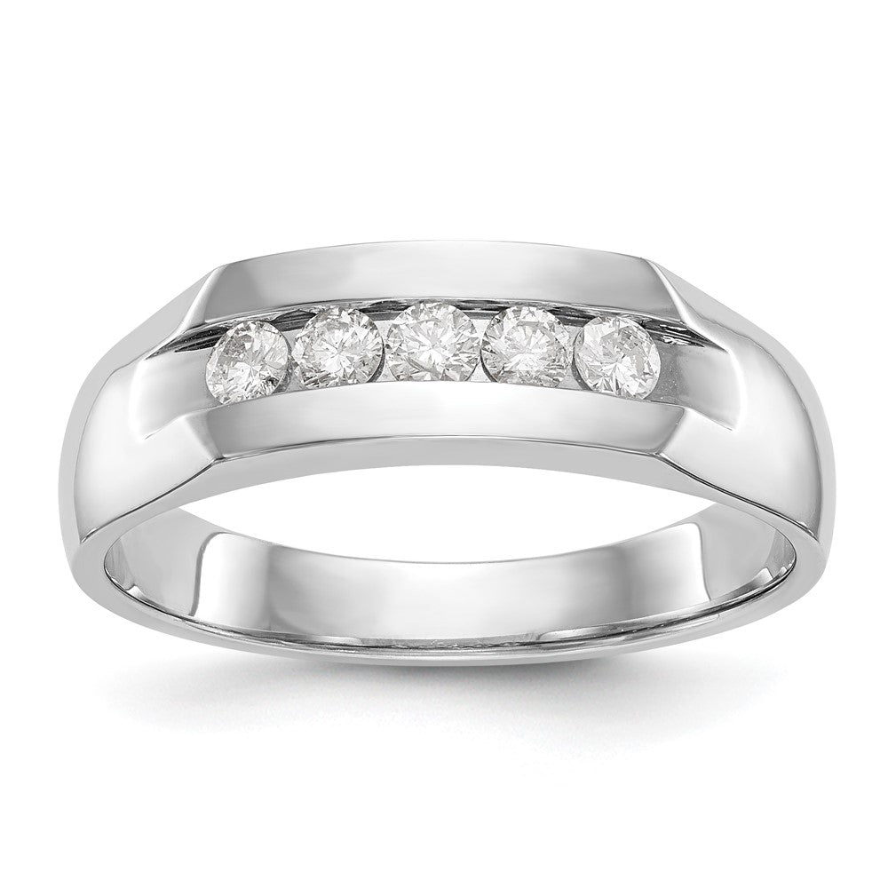 True Origin 14K White Gold Men's 1/3 carat Lab Grown Diamond VS+ F+ Complete Channel Five Stone Band