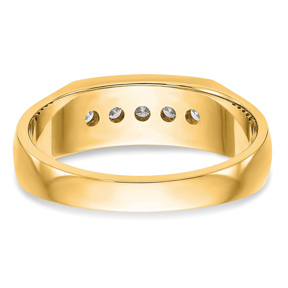 True Origin 14K Yellow Gold Men's 1/3 carat Lab Grown Diamond VS+ F+ Complete Channel Five Stone Band