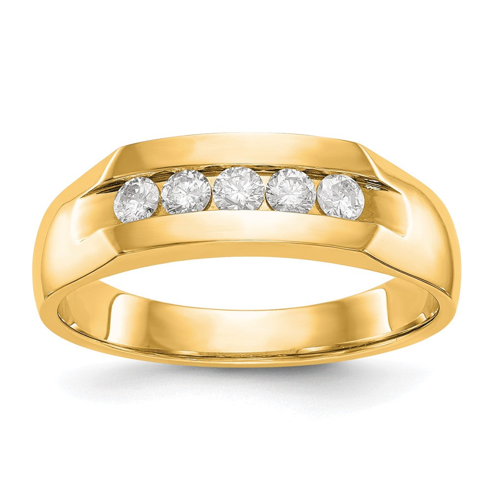 True Origin 14K Yellow Gold Men's 1/3 carat Lab Grown Diamond VS+ F+ Complete Channel Five Stone Band