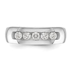 True Origin 14K White Gold Men's 1/2 carat Lab Grown Diamond VS/SI D E F 5 Stone Channel Band