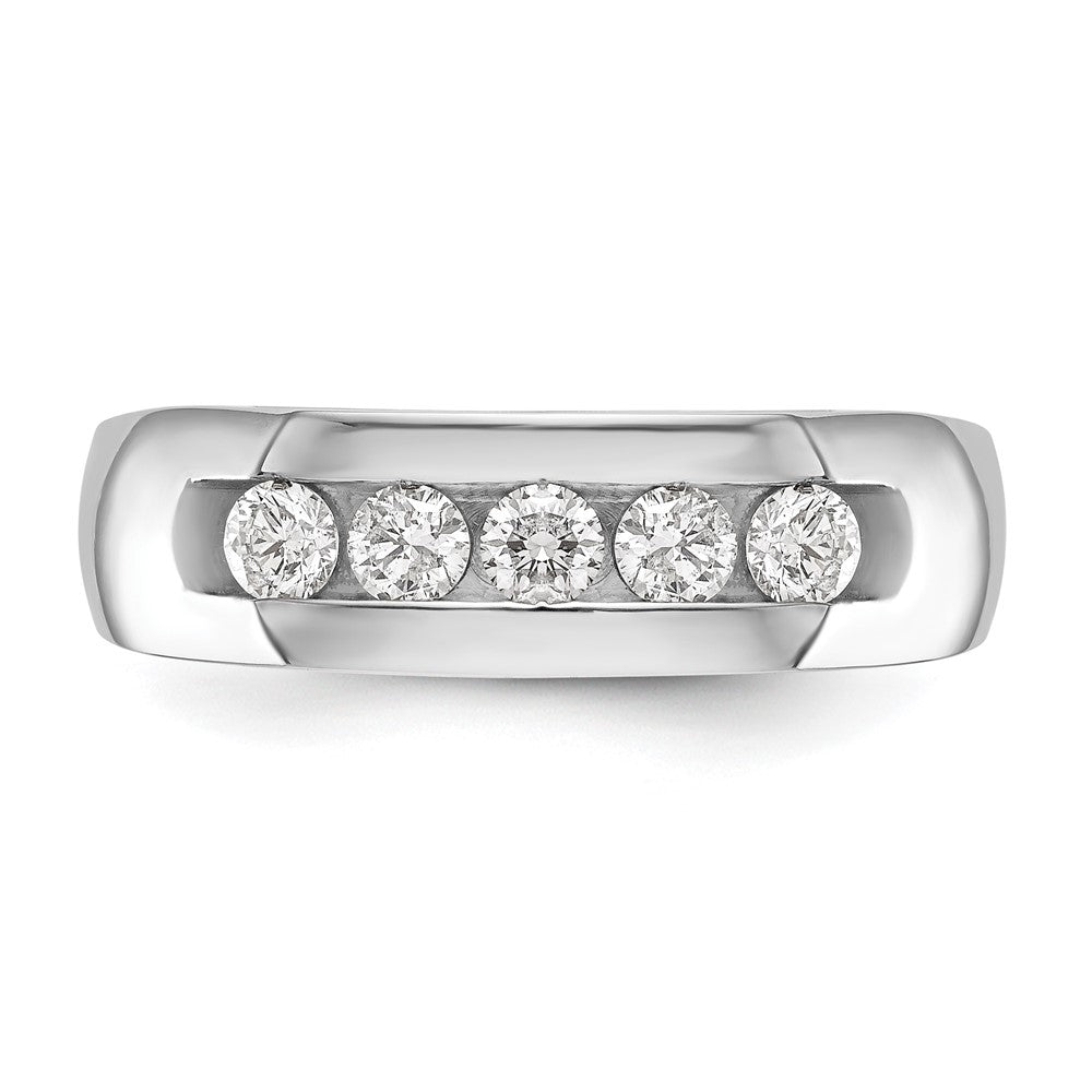 True Origin 14K White Gold Men's 1/2 carat Lab Grown Diamond VS/SI D E F 5 Stone Channel Band