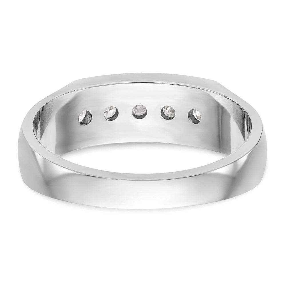 True Origin 14K White Gold Men's 1/2 carat Lab Grown Diamond VS/SI D E F 5 Stone Channel Band