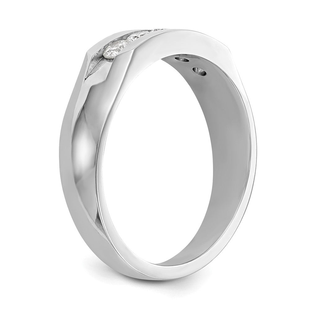 True Origin 14K White Gold Men's 1/2 carat Lab Grown Diamond VS/SI D E F 5 Stone Channel Band