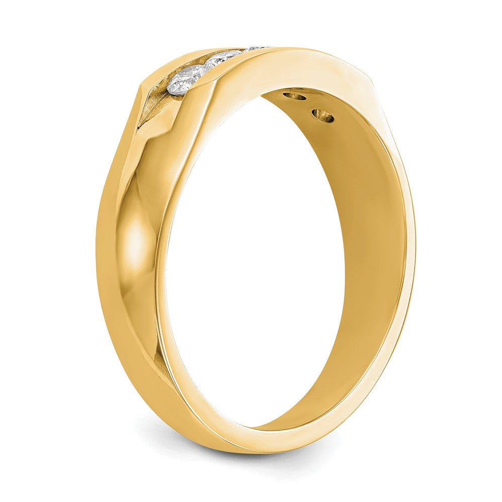 True Origin 14K Men's 1/2 carat Lab Grown Diamond VS/SI D E F 5 Stone Channel Band