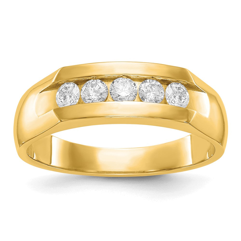 True Origin 14K Men's 1/2 carat Lab Grown Diamond VS/SI D E F 5 Stone Channel Band