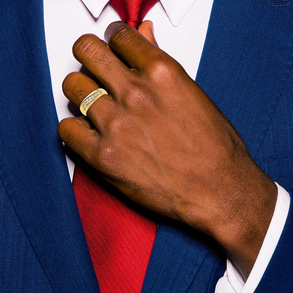 14K Yellow Gold Diamond Men's Band