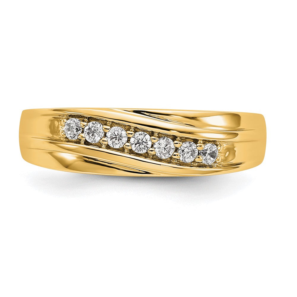 14K Yellow Gold Diamond Men's Band