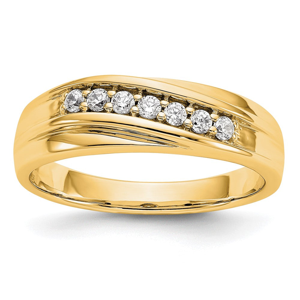 14K Yellow Gold Diamond Men's Band