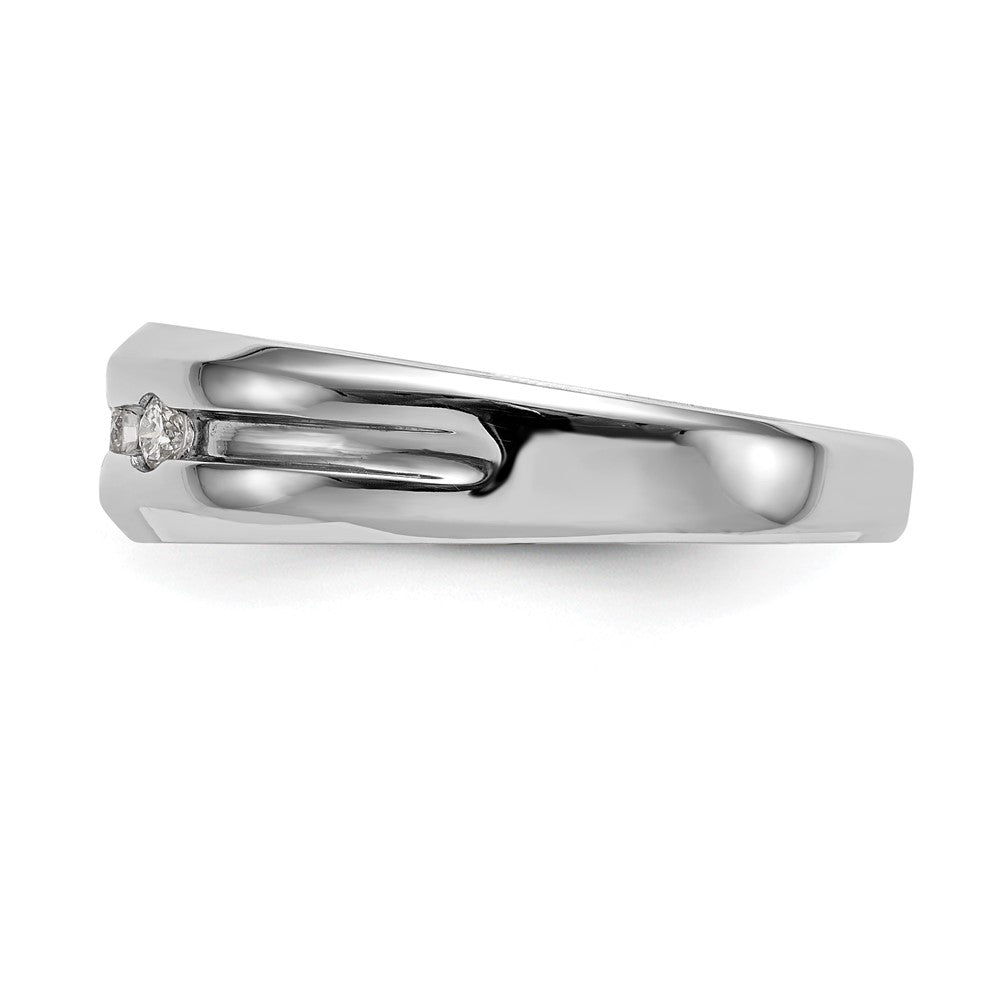 14K White Gold 3-Stone 1/6 carat Diamond Complete Men's Band