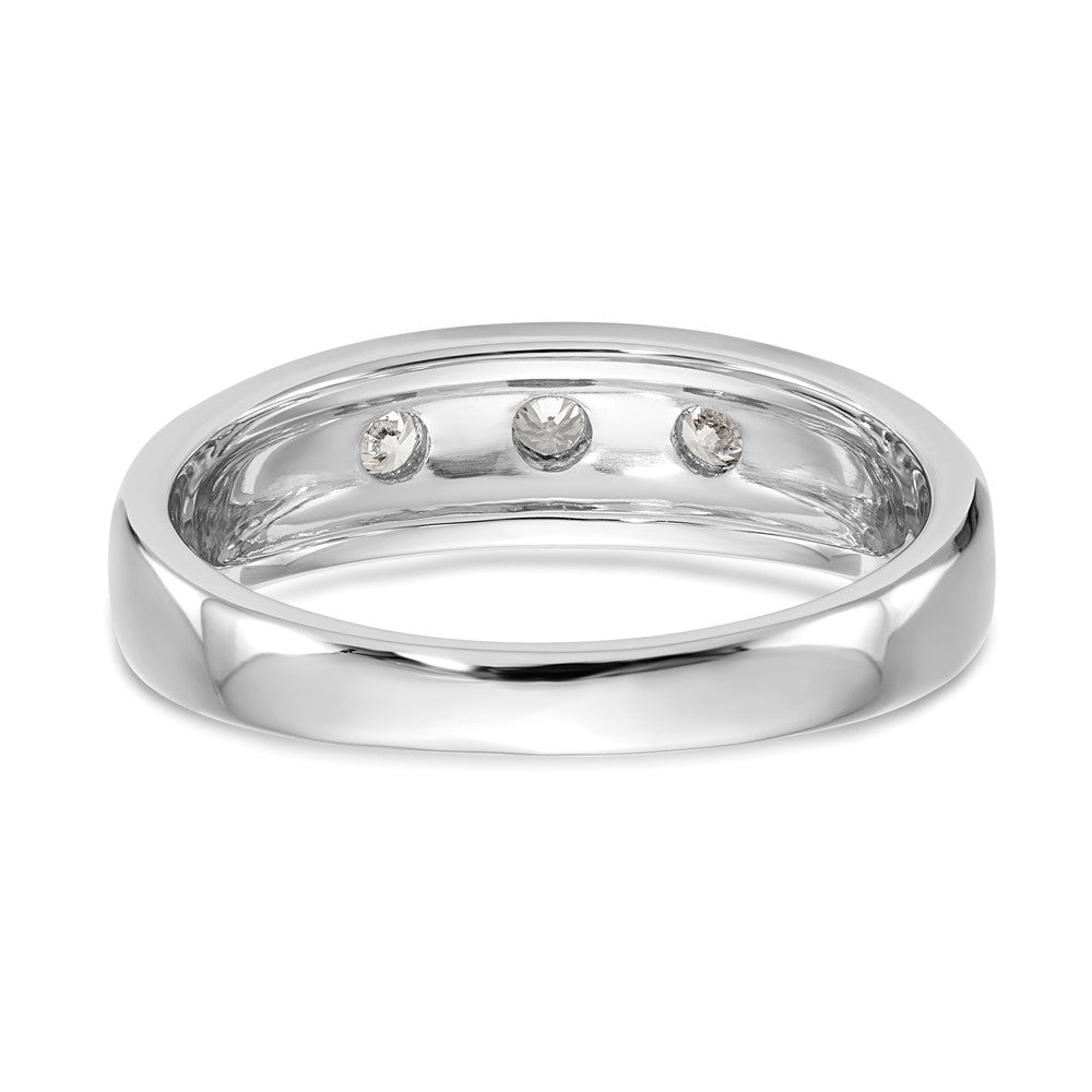 14K White Gold 3-Stone 1/6 carat Diamond Complete Men's Band