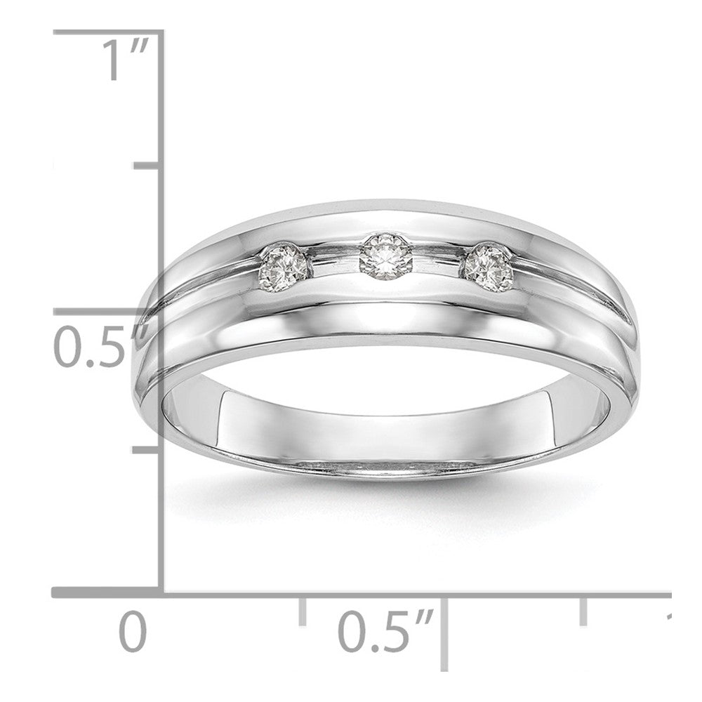 14K White Gold 3-Stone 1/6 carat Diamond Complete Men's Band