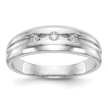 14K White Gold 3-Stone 1/6 carat Diamond Complete Men's Band
