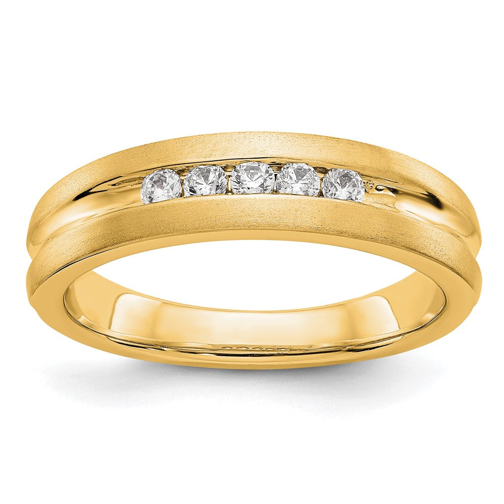 14K Yellow Gold Diamond Men's Band