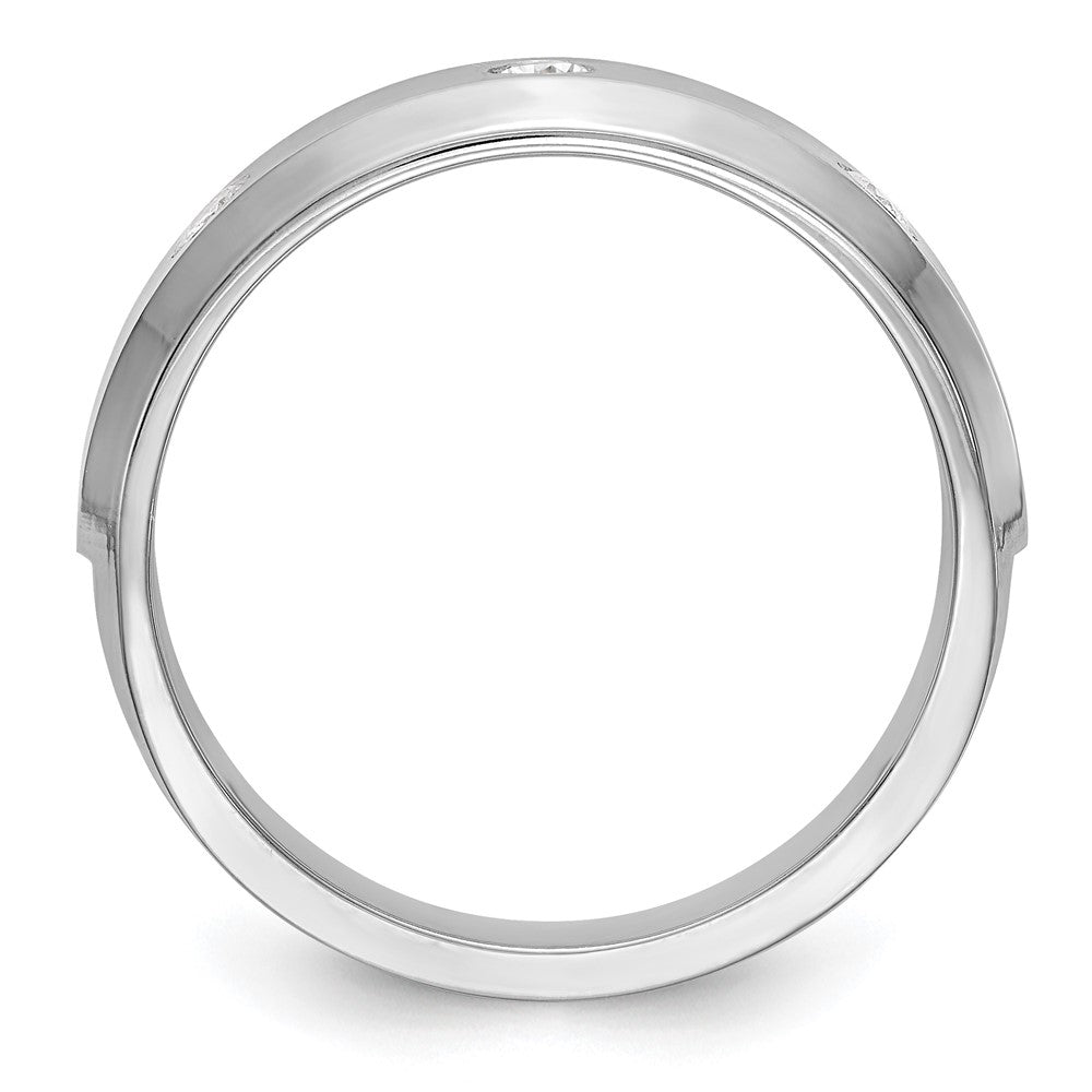 14K White Gold 3-Stone Bezel 1/6 carat Diamond Complete Men's Band
