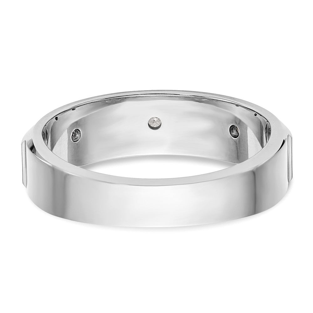 14K White Gold 3-Stone Bezel 1/6 carat Diamond Complete Men's Band