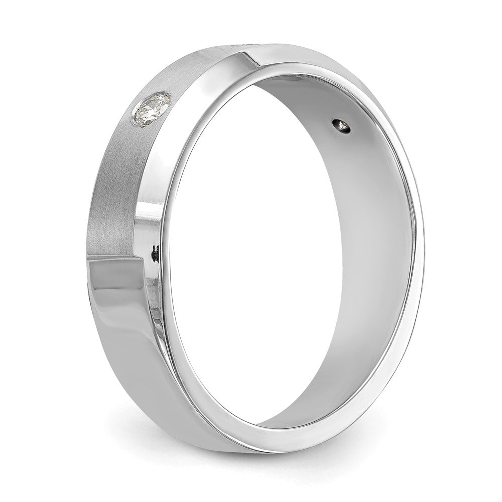 14K White Gold 3-Stone Bezel 1/6 carat Diamond Complete Men's Band
