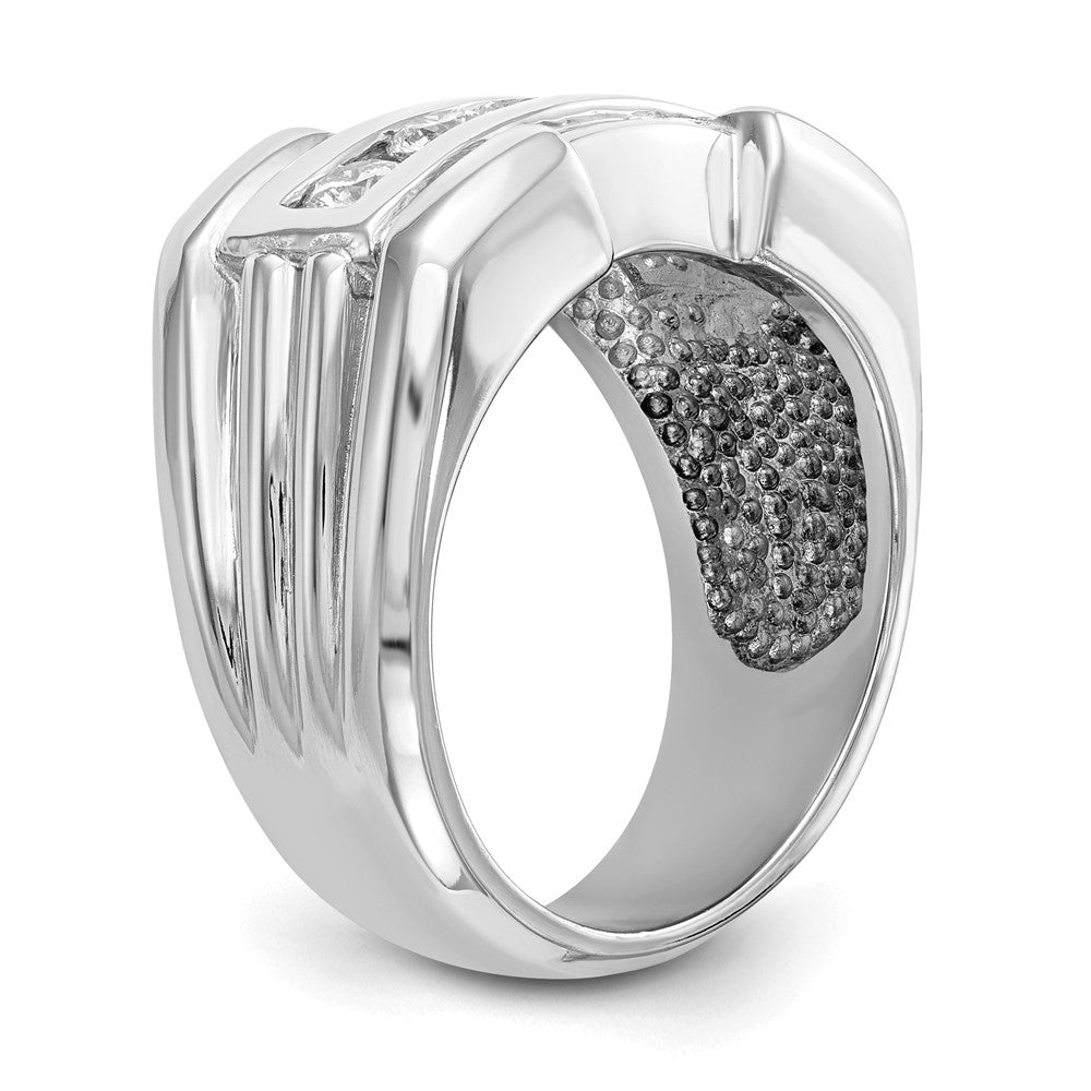 14k White Gold Diamond Men's Band