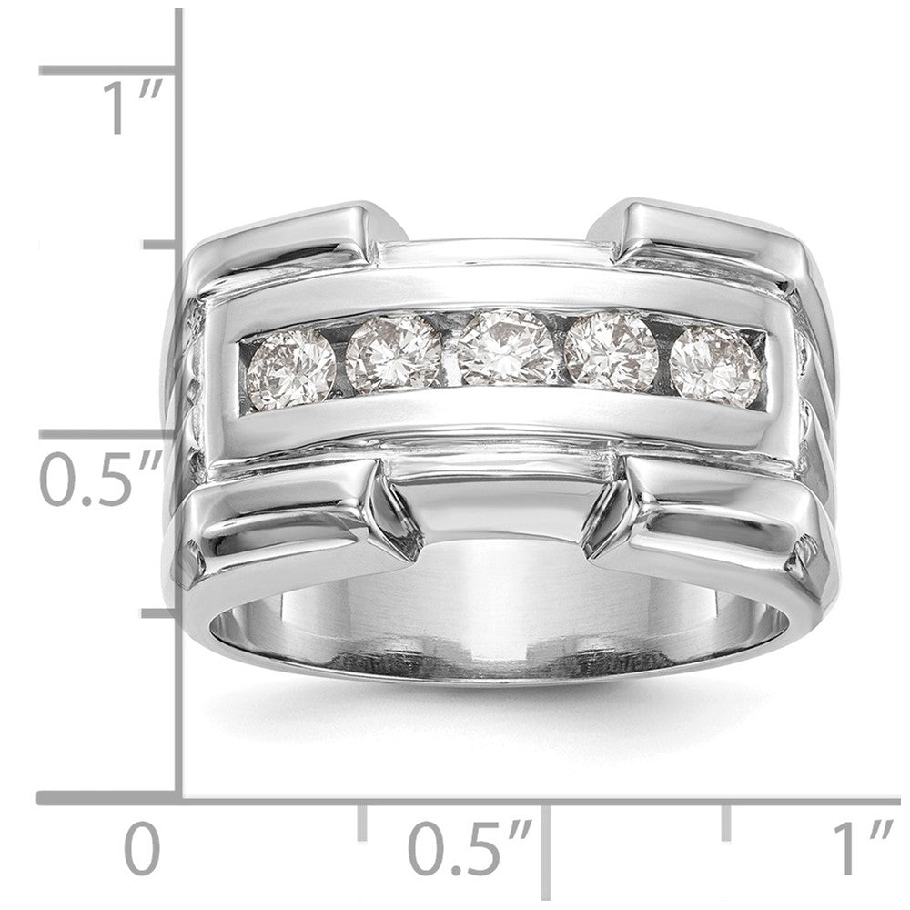 14k White Gold Diamond Men's Band