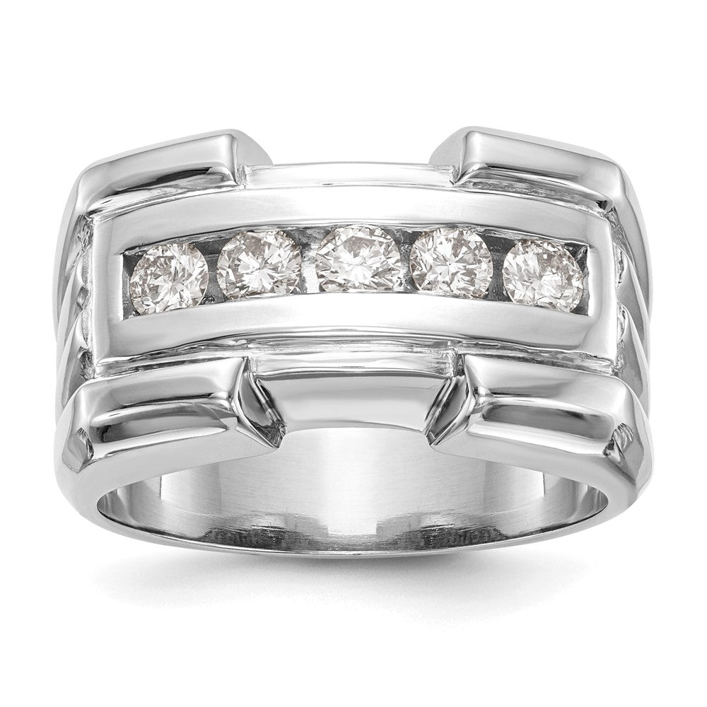 14k White Gold Diamond Men's Band