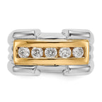 14K Yellow Gold Diamond Men's Band