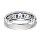 14k White Gold 1/10 carat Diamond and Sapphire Complete Men's Channel Band