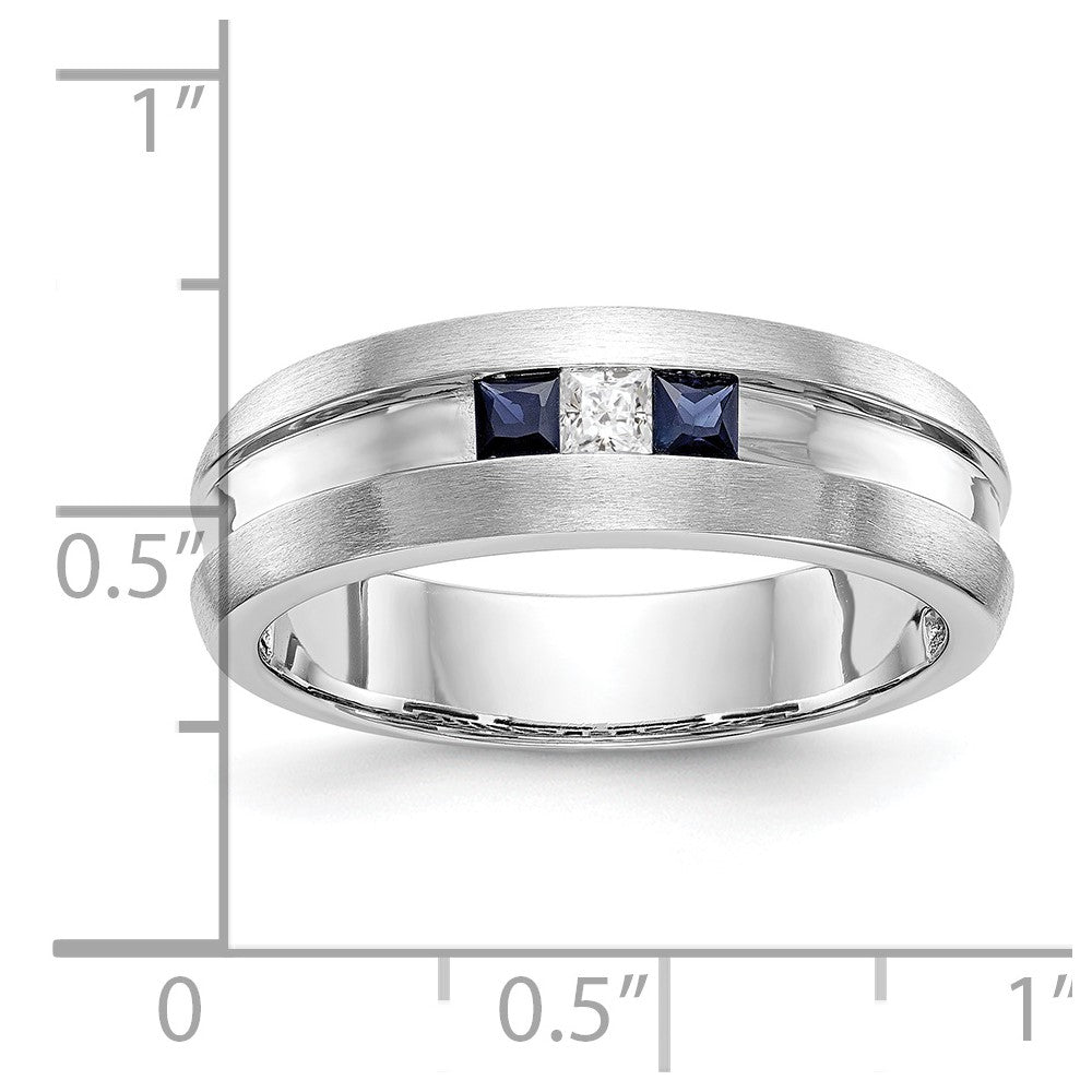 14k White Gold 1/10 carat Diamond and Sapphire Complete Men's Channel Band