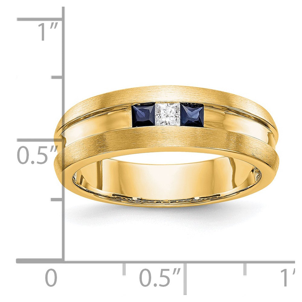 14k Yellow Gold Diamond w/Sapphire Men's Band
