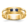 14k Yellow Gold Diamond w/Sapphire Men's Band