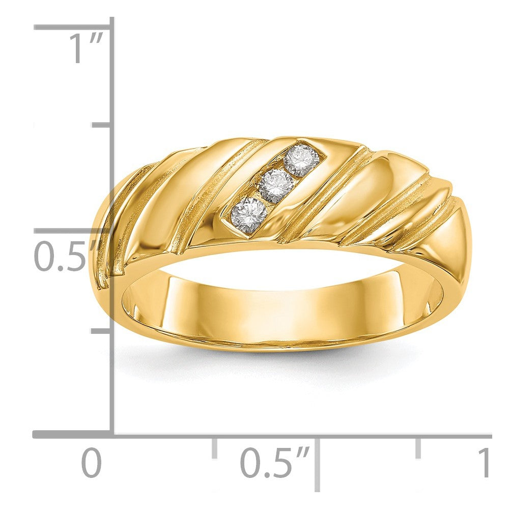 14K 3-Stone 1/8 carat Diamond Complete Men's Band