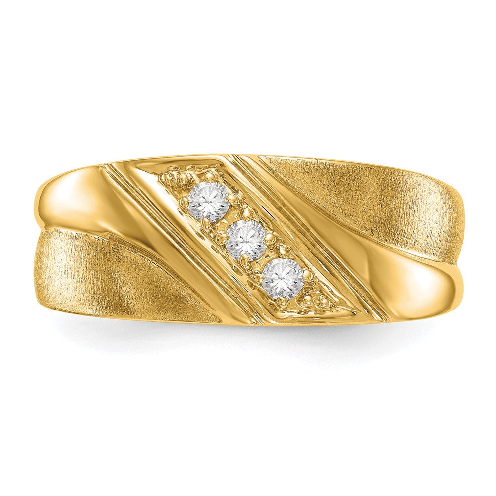 IBGoodman 14k 1/6 carat Lab Grown Diamond VS/SI+ G+ Three Stone Complete Men's Ring