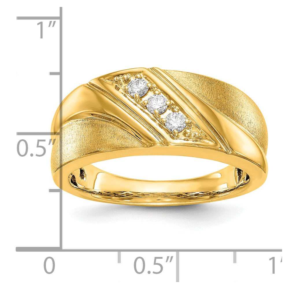 IBGoodman 14k 1/6 carat Lab Grown Diamond VS/SI+ G+ Three Stone Complete Men's Ring