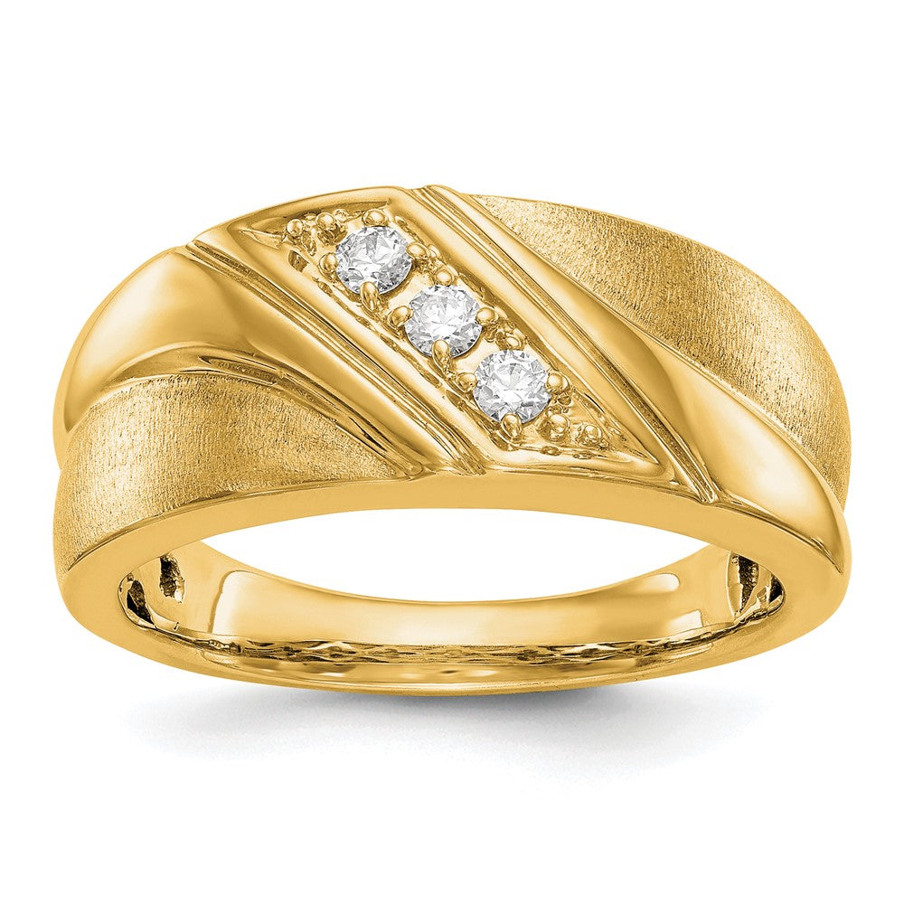 IBGoodman 14k 1/6 carat Lab Grown Diamond VS/SI+ G+ Three Stone Complete Men's Ring