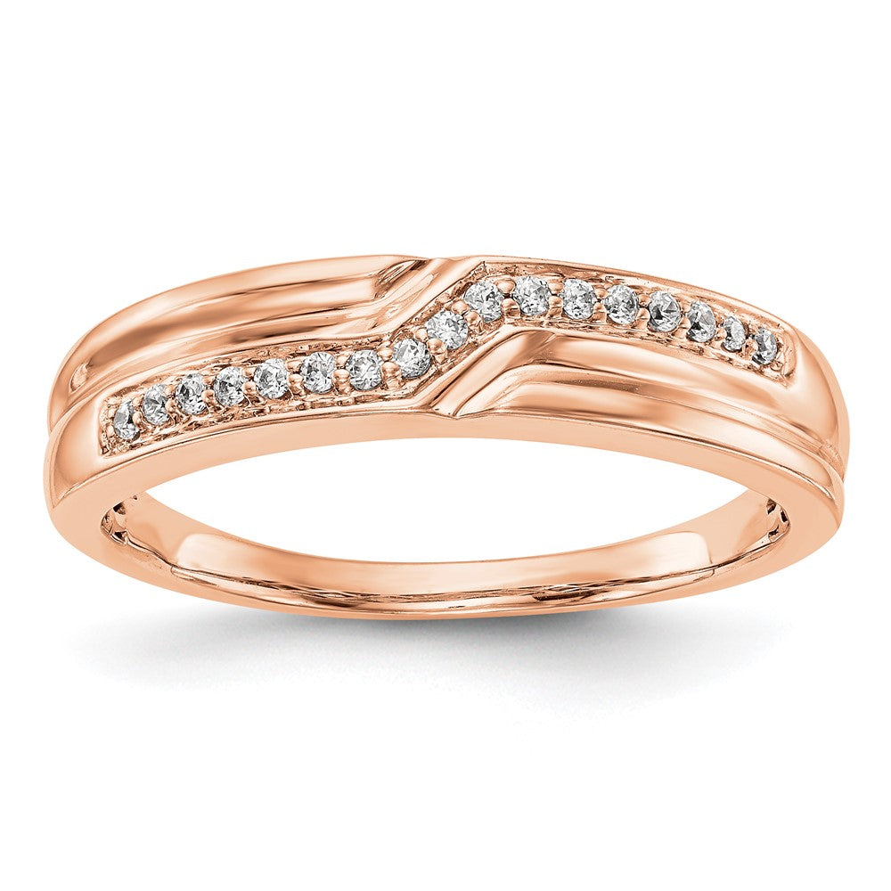 14K Rose Gold Diamond Men's Band