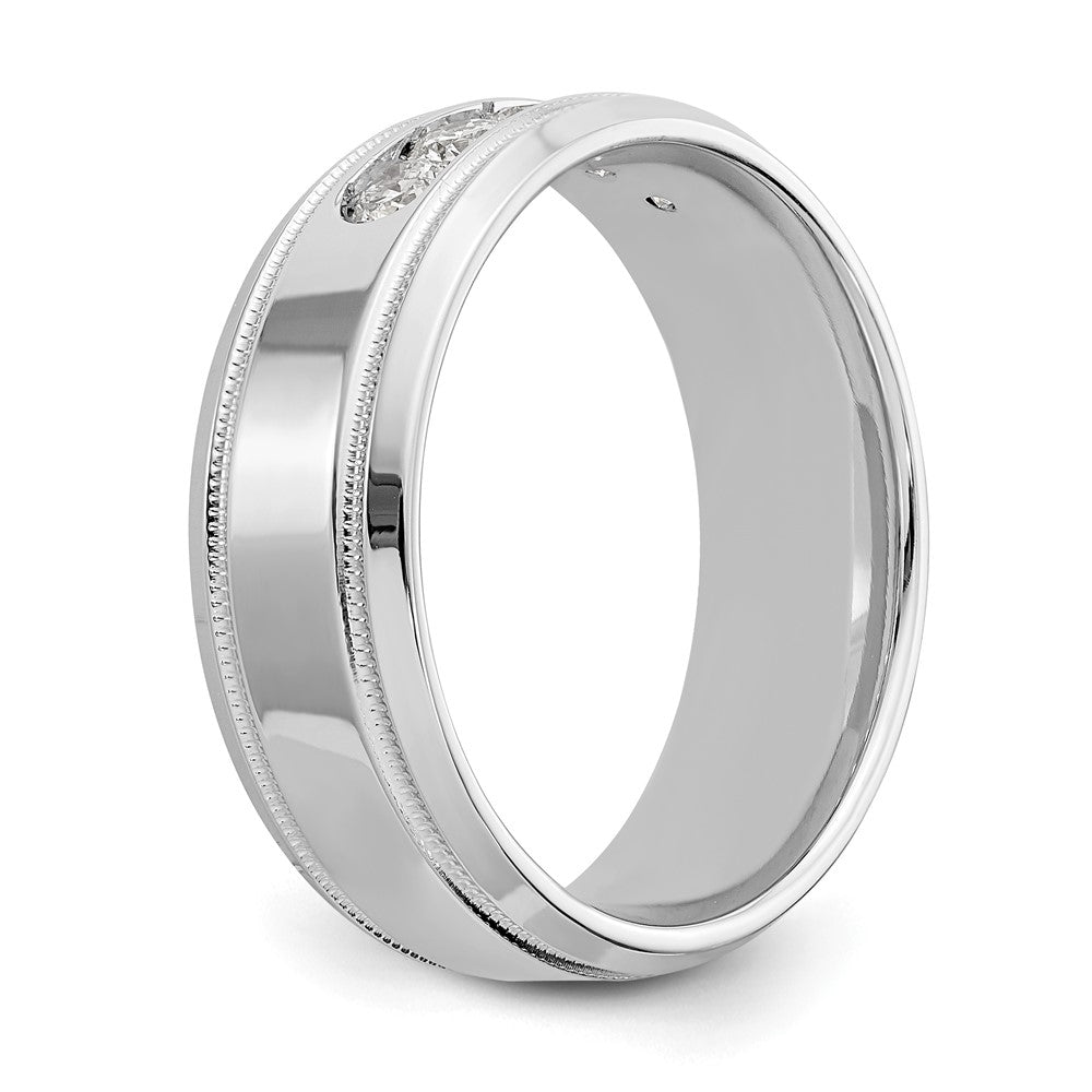 True Origin 14K White Gold 1/2 carat Lab Grown Diamond VS+ F+ Complete Bevel Miligrain Band