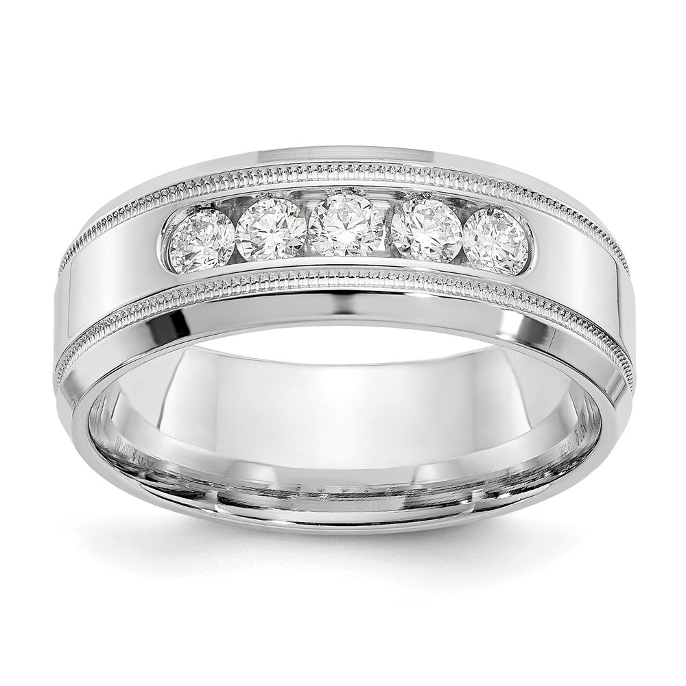 True Origin 14K White Gold 1/2 carat Lab Grown Diamond VS+ F+ Complete Bevel Miligrain Band