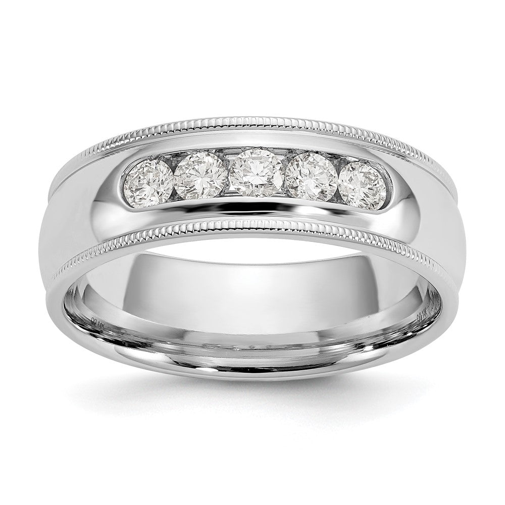 True Origin 14K White Gold Men's 1/2 carat Lab Grown Diamond VS+ F+ Complete Miligrain Band