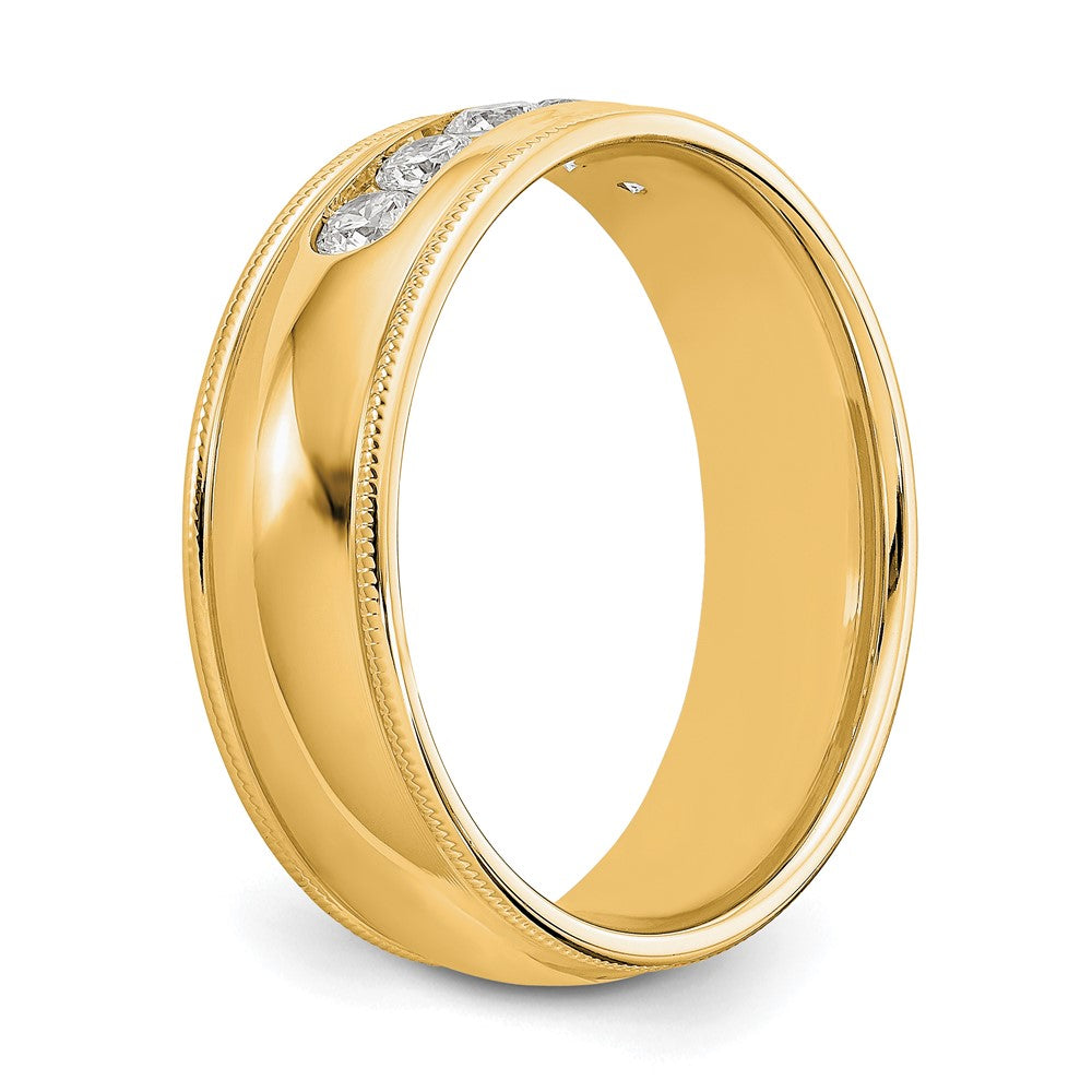 True Origin 14K Yellow Gold Men's 1/2 carat Lab Grown Diamond VS+ F+ Complete Miligrain Band