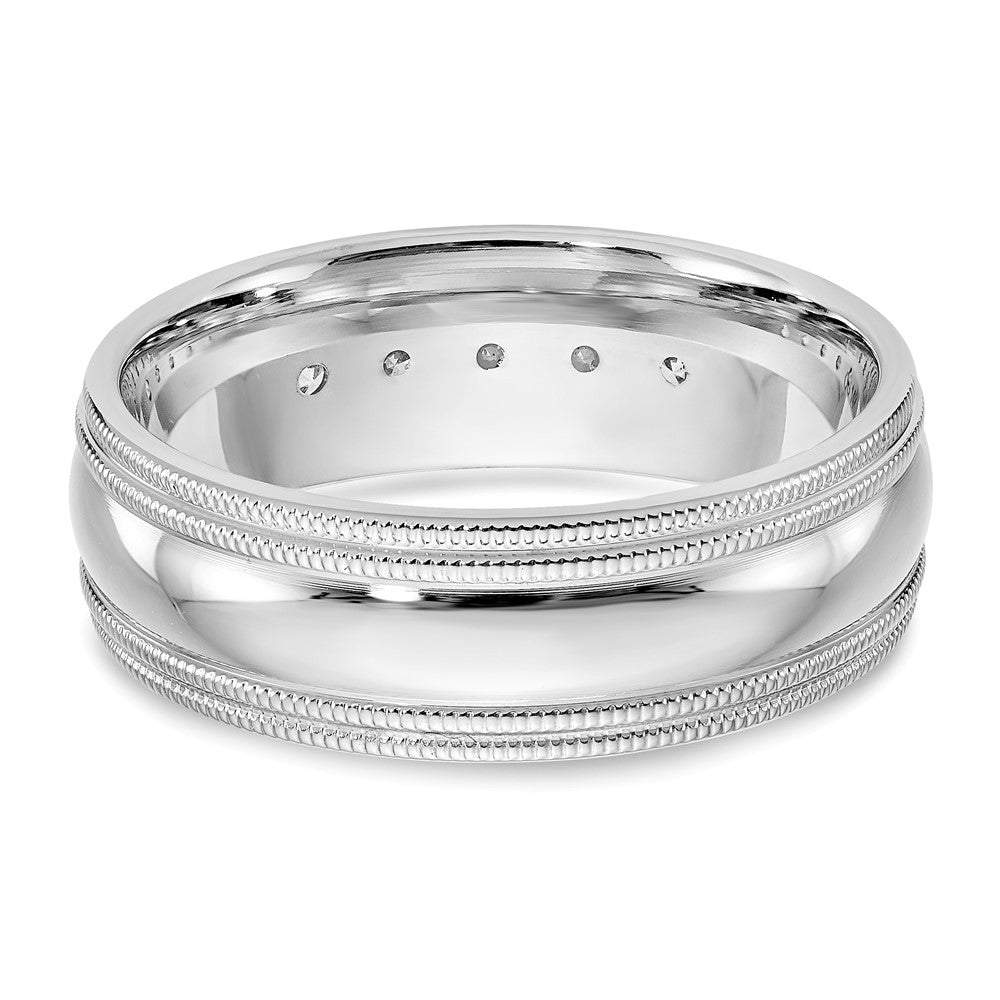 True Origin 14K White Gold 1/2 carat Lab Grown Diamond VS+ F+ Complete Double Miligrain Band