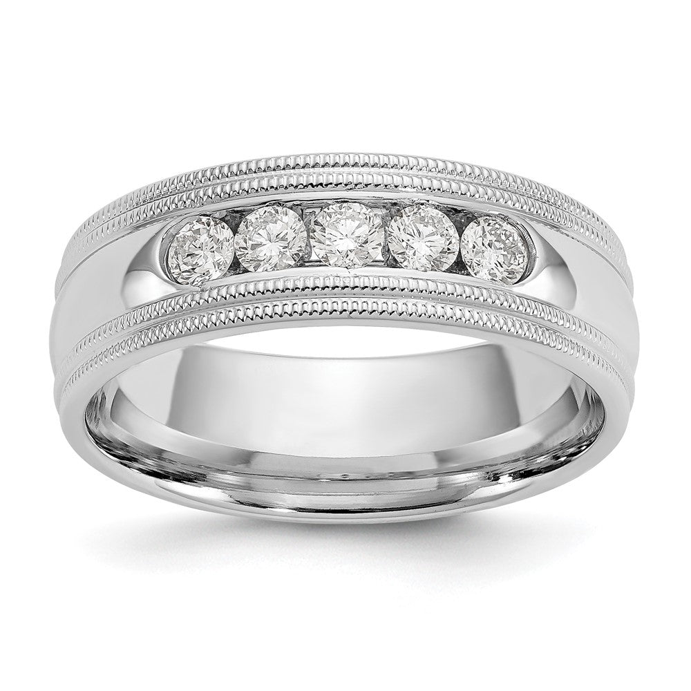 True Origin 14K White Gold 1/2 carat Lab Grown Diamond VS+ F+ Complete Double Miligrain Band