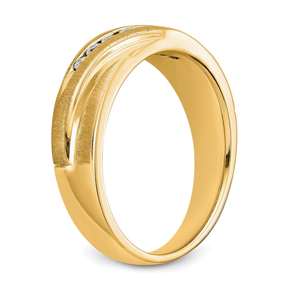 True Origin 14K Yellow Gold Men's 1/4 carat Lab Grown Diamond VS+ F+ Complete Brushed and Polished Band