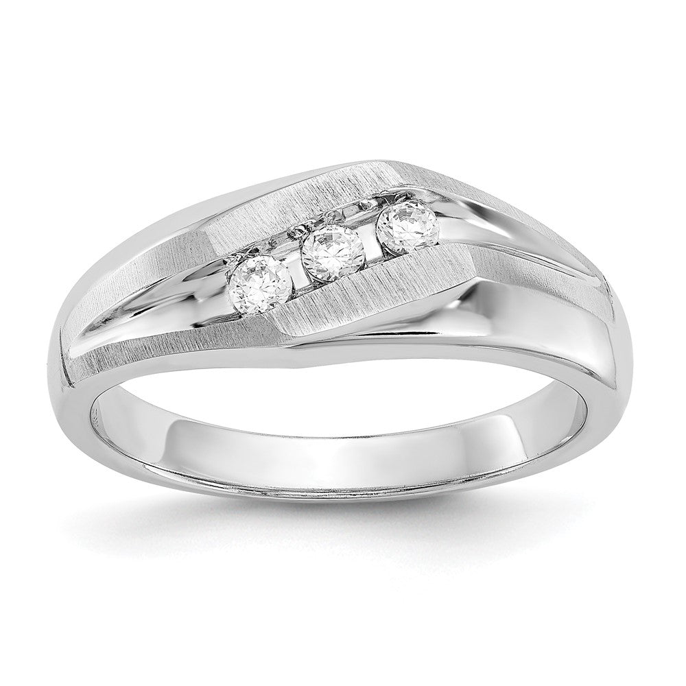 True Origin 14K White Gold Men's 1/5 carat Lab Grown Diamond VS+ F+ Complete Brushed and Polished Band