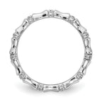 14k White Gold 3mm 1/5 carat Diamond Fancy Bamboo Band