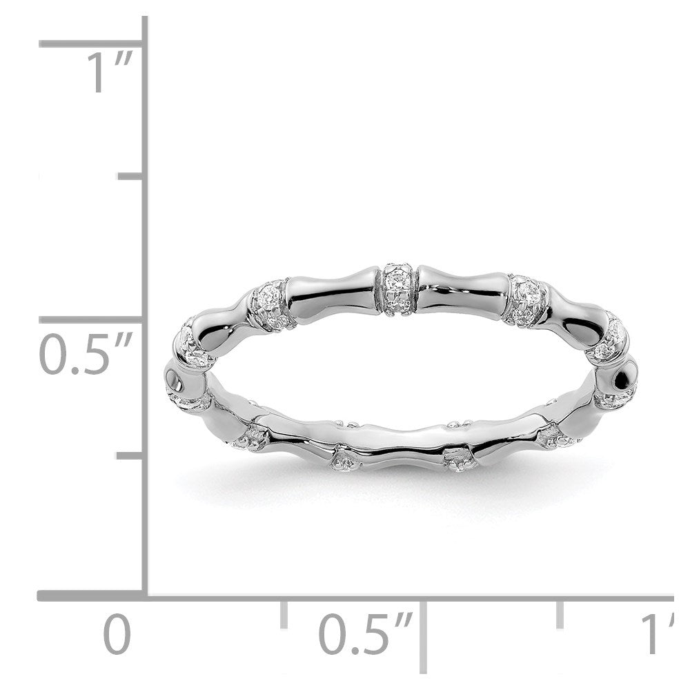 14k White Gold 3mm 1/5 carat Diamond Fancy Bamboo Band
