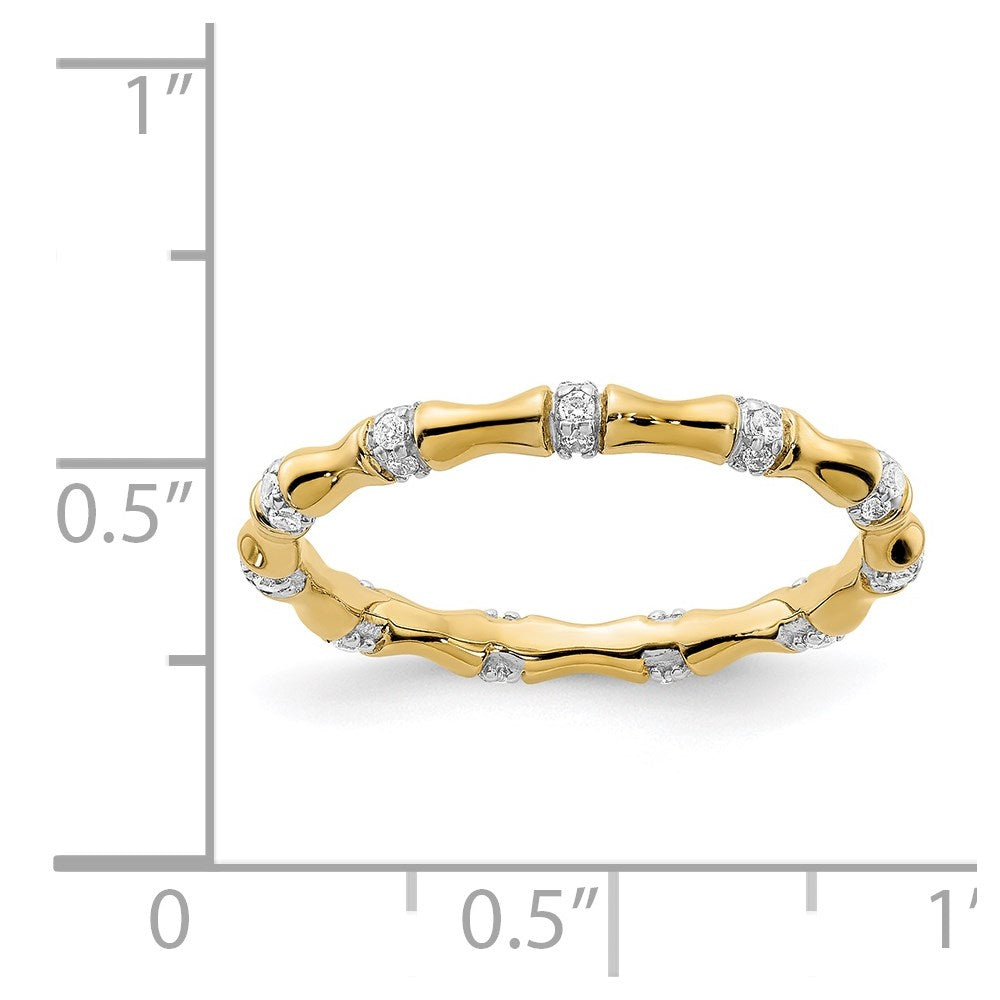 14k 3mm 1/5 carat Diamond Fancy Bamboo Band