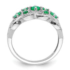14k White Gold Emerald and 1/5 carat Diamond Fancy Woven Ring