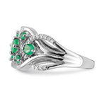 14k White Gold Emerald and 1/5 carat Diamond Fancy Woven Ring