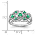 14k White Gold Emerald and 1/5 carat Diamond Fancy Woven Ring