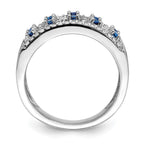 14k White Gold Two-Row Blue Sapphire and 1/3 carat Diamond Fancy Ring
