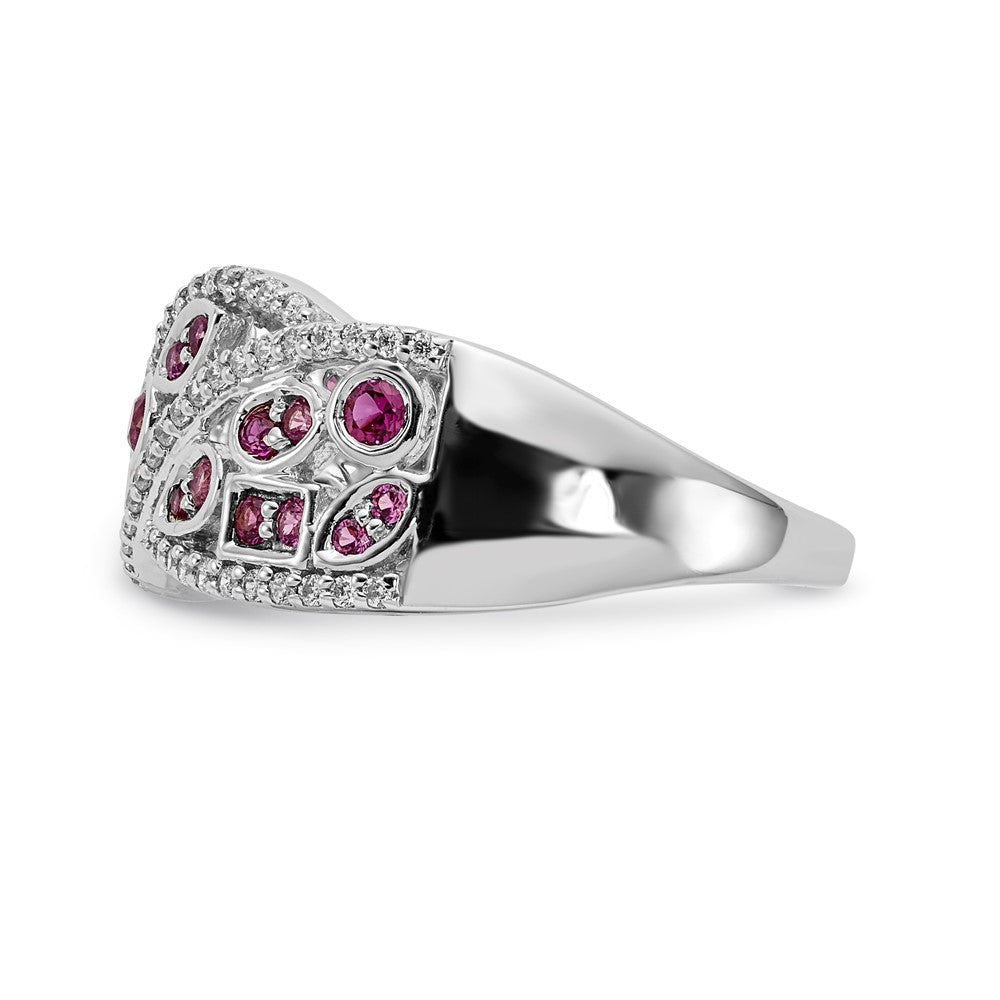14k White Gold Diamond & Ruby Fancy Ring